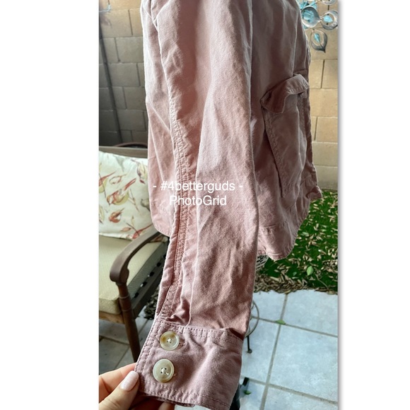 LOFT Dusty Rose Pink Petite Button Up / Down Utility Jacket Cotton & Linen XSP - Picture 4 of 16